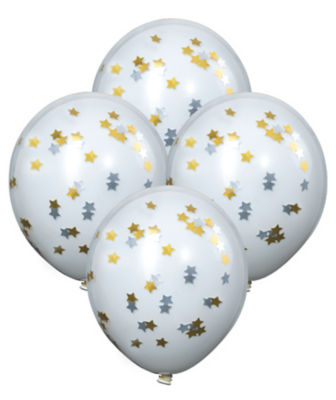 George Home Double Layered Gold and Silver Confett Star Balloons