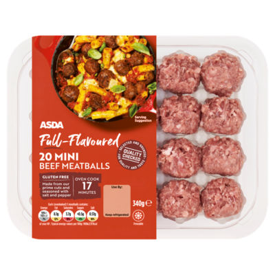 ASDA Full-Flavoured 20 Mini Beef Meatballs 340g