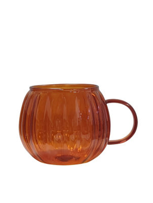 George Home Orange Pumpkin Shaped Glass Mug