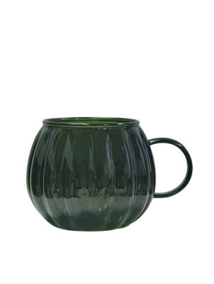 George Home Green Pumpkin Shaped Glass Mug