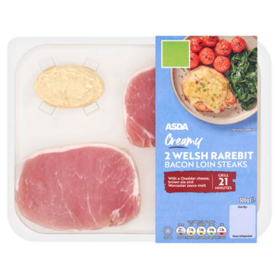 ASDA Creamy 2 Welsh Rarebit Bacon Loin Steaks 300g