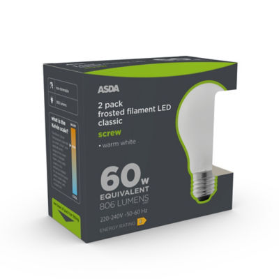 ASDA LED Filament Classic 60W Large Screw Coated Lightbulb