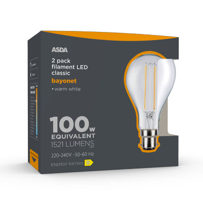 ASDA Classic 100W Bayonet Warm White Lightbulb