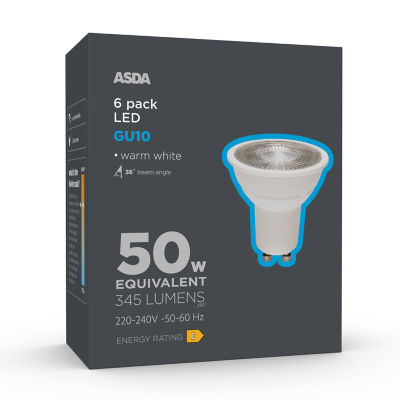 ASDA LED GU10 Warm White Lightbulb