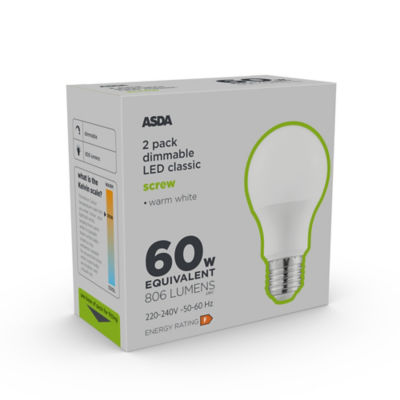 ASDA LED Classic 60W Large Screw Dimmable Lightbulb