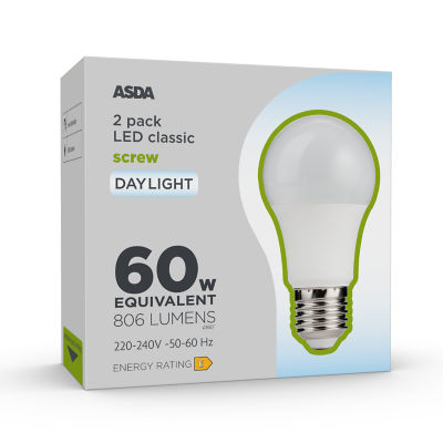 ASDA LED Classic 60W Large Screw Daylight Lightbulb