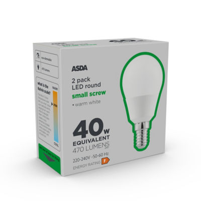 ASDA LED Round 40W Small Screw Lightbulb