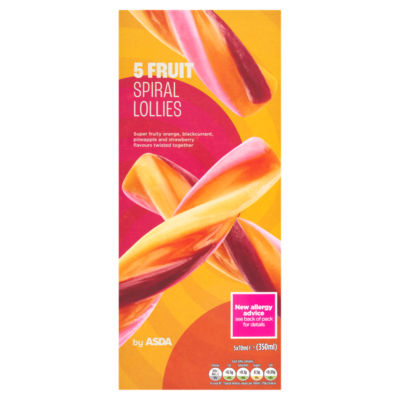 ASDA Fruit Spiral Lollies 5 x 70ml (350g)