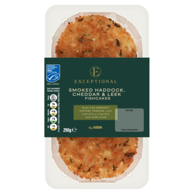 Exceptional by ASDA Smoked Haddock, Cheddar & Leek Fishcakes 290g