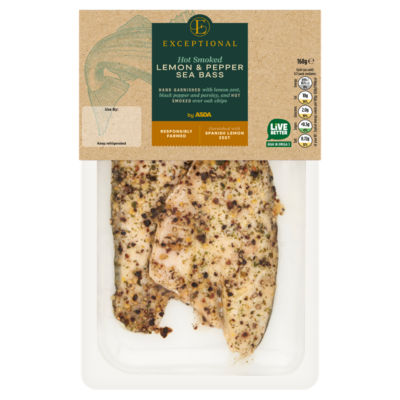 Exceptional by ASDA Hot Smoked Lemon & Pepper Sea Bass 168g