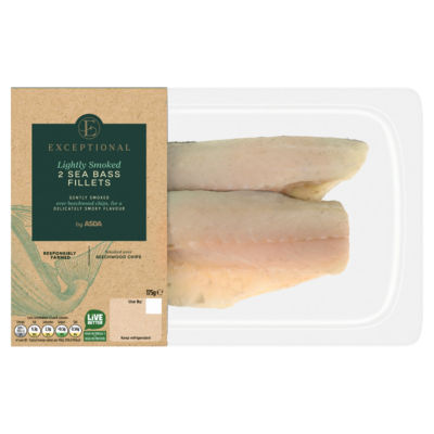 Exceptional by ASDA 2 Lightly Smoked Sea Bass Fillets 175g