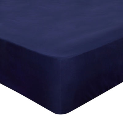 George Home Navy Plain Fitted Sheet - Double