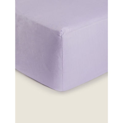George Home Lilac Plain Fitted Sheet - Double