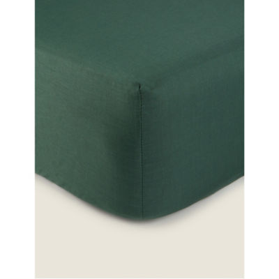 George Home Dark Green Plain Fitted Sheet - Double