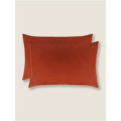 George Home Orange Plain Pillowcase Pair