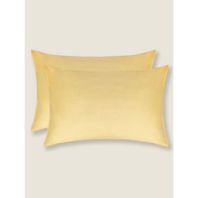 George Home Yellow Plain Pillowcase Pair