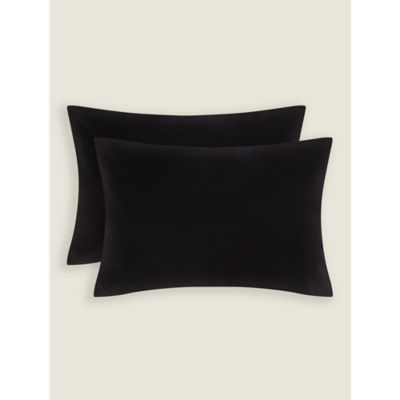 George Home Black Brushed Cotton Plain Pillowcase Pair