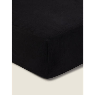 George Home Black Brushed Cotton Plain Fitted Sheet - Single