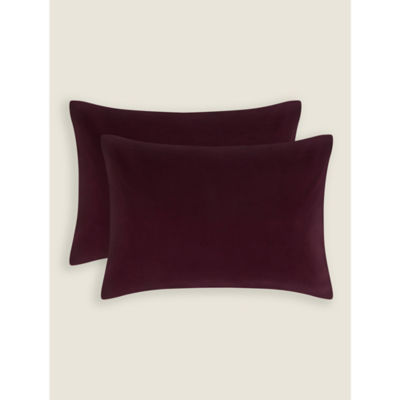 George Home Purple Brushed Cotton Plain Pillowcase Pair