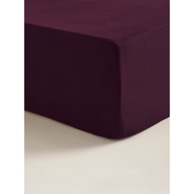 George Home Purple Brushed Cotton Plain Fitted Sheet - Single