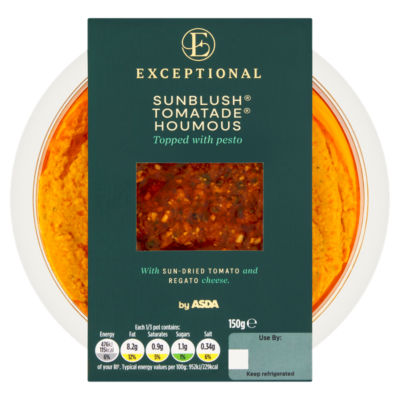 Exceptional by ASDA Sunblush Tomatade Houmous Topped with Pesto 150g