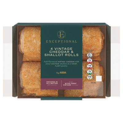 Exceptional by ASDA Vintage Cheddar & Shallot Rolls 4 x 47g (188g)