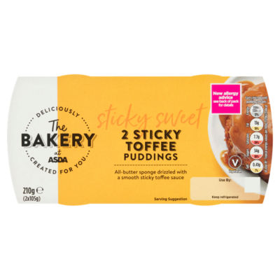 The BAKERY at ASDA Sticky Toffee Puddings 2 x 105g (210g)