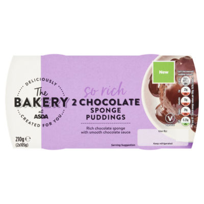 The BAKERY at ASDA Chocolate Sponge Puddings 2 x 105g (210g)