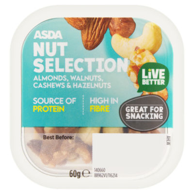 ASDA Almonds, Walnuts, Cashews & Hazelnuts Nut Selection 60g