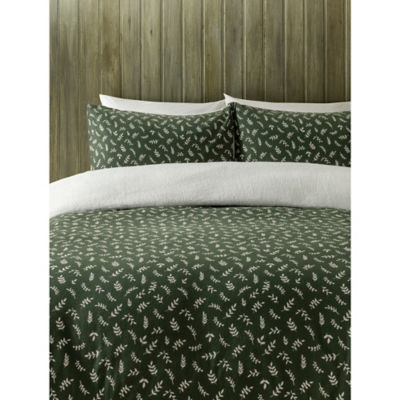 George Home Green Autumn Sprig Reversible Duvet Set - Single