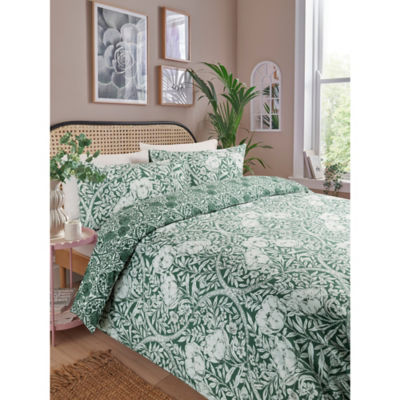 George Home Green Nouveau Floral Reversible Duvet Set - Single