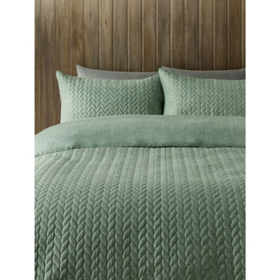 George Home Green Texture Print Reversible Duvet Set - Double