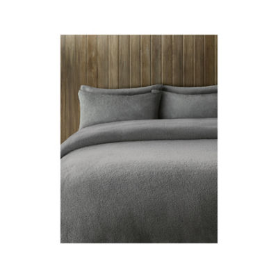 George Home Grey Plain Teddy Reversible Duvet Set - Single