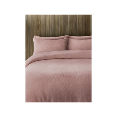 George Home Pink Plain Teddy Reversible Duvet Set - Single