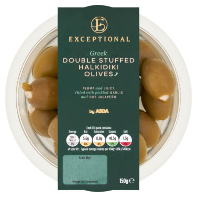 Exceptional by ASDA Greek Double Stuffed Halkidiki Olives 150g