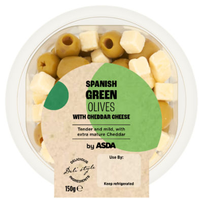 ASDA Spanish Green Olives with Cheddar Cheese 150g