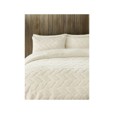 George Home Cream Carved Teddy Reversible Duvet Set - Double