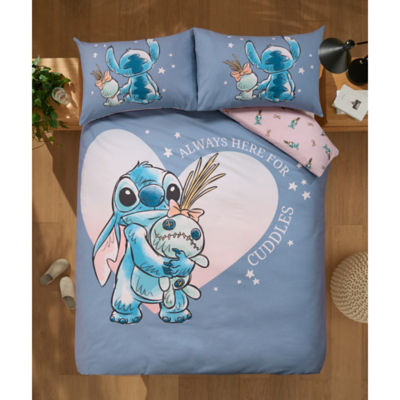 George Home Disney Stitch Cuddle Blue Brushed Panel Reversible Duvet Set - King