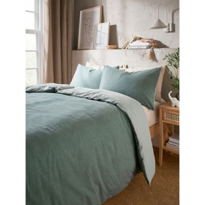 George Home Green Reversible Textured Duvet Set - Single