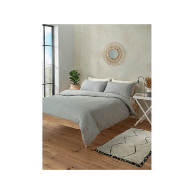 George Home Grey Seersucker Duvet Set - King