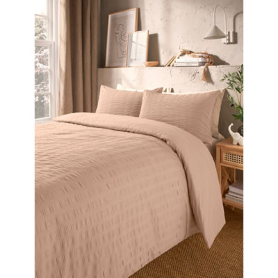 George Home Natural Seersucker Duvet Set - Single