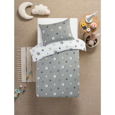 George Home Grey Star Print Toddler Duvet Set