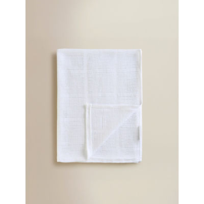 George Home White Cotton Cellular Shawl Blanket