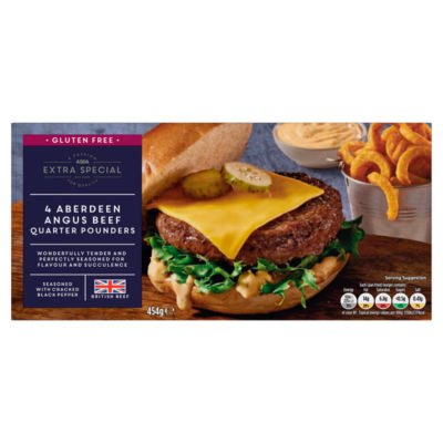 ASDA Extra Special 4 Aberdeen Angus Beef Quarter Pounders 454g