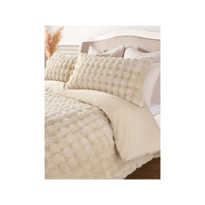 At Home with Stacey Solomon Natural Bobble Faux Fur Duvet Set - King