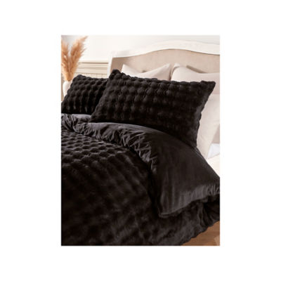 At Home with Stacey Solomon Black Bobble Faux Fur Duvet Set - Single