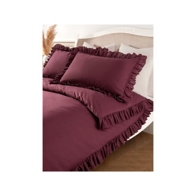 At Home with Stacey Solomon Wine Frill Pure Cotton Duvet Set - Double