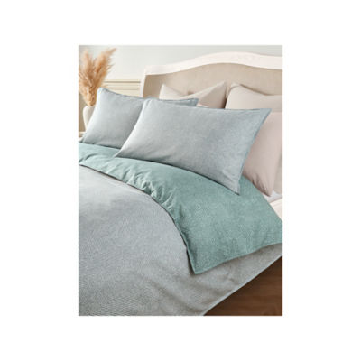 At Home with Stacey Solomon Green Herringbone Cotton Reversible Duvet Set - Double