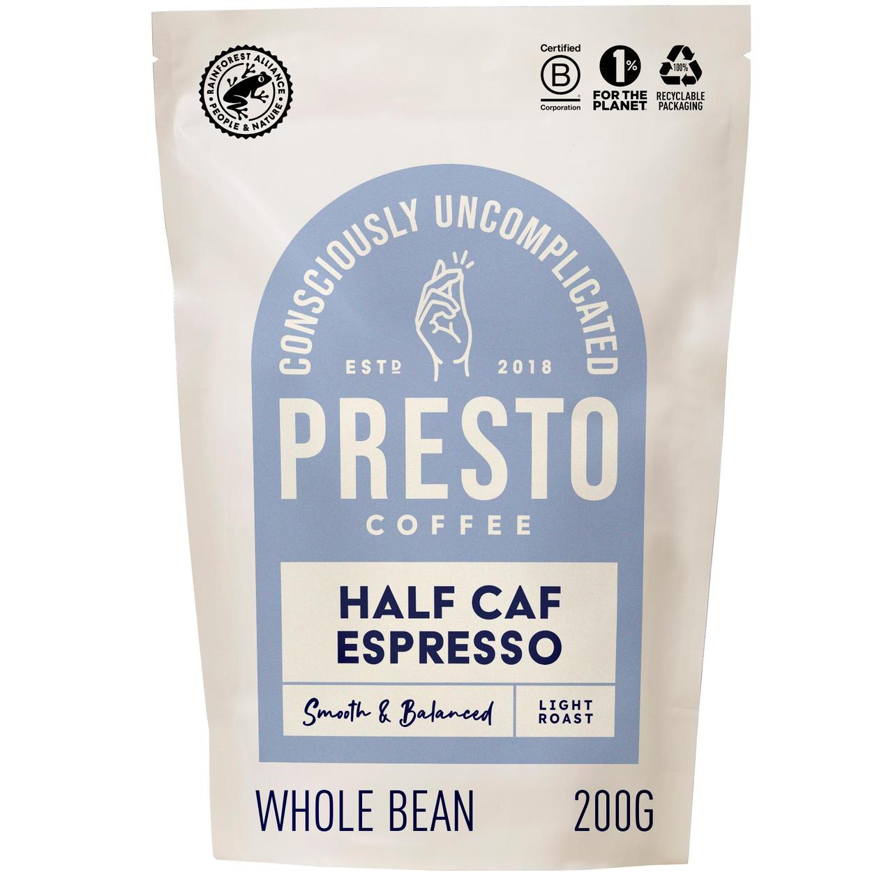 Presto Half Caf Espresso Coffee Beans