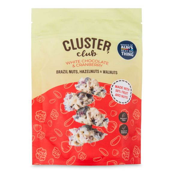 Cluster Club White Chocolate & Cranberry Flavoured Brazil Nuts, Hazelnuts & Walnuts 100g